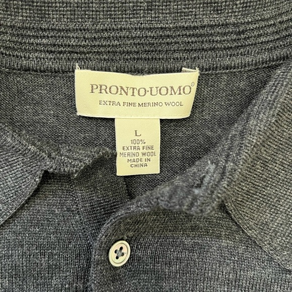 Pronto Uomo Merino Wool Sweater Men’s Size L | Charcoal Gray Pullover - Picture 6 of 8